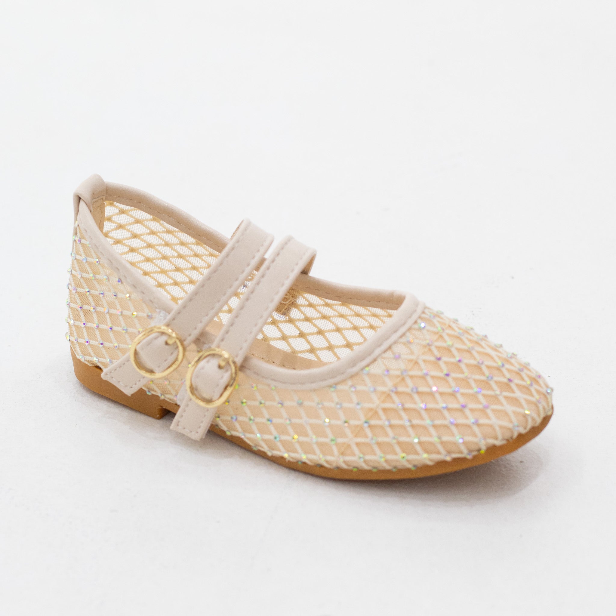 Saga infant girls dress mesh diamante detailed pump