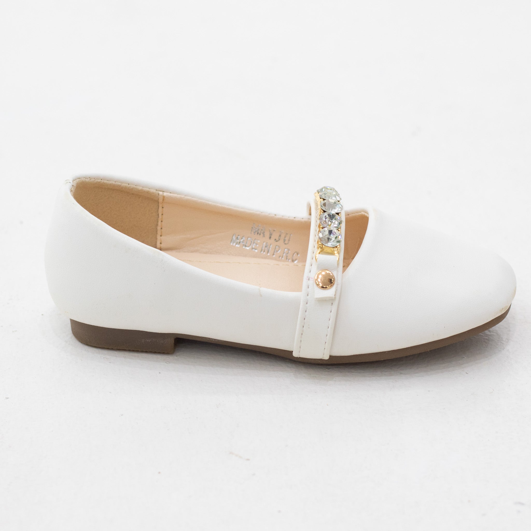 Mayju infant girls patent pump with gold detailed belt