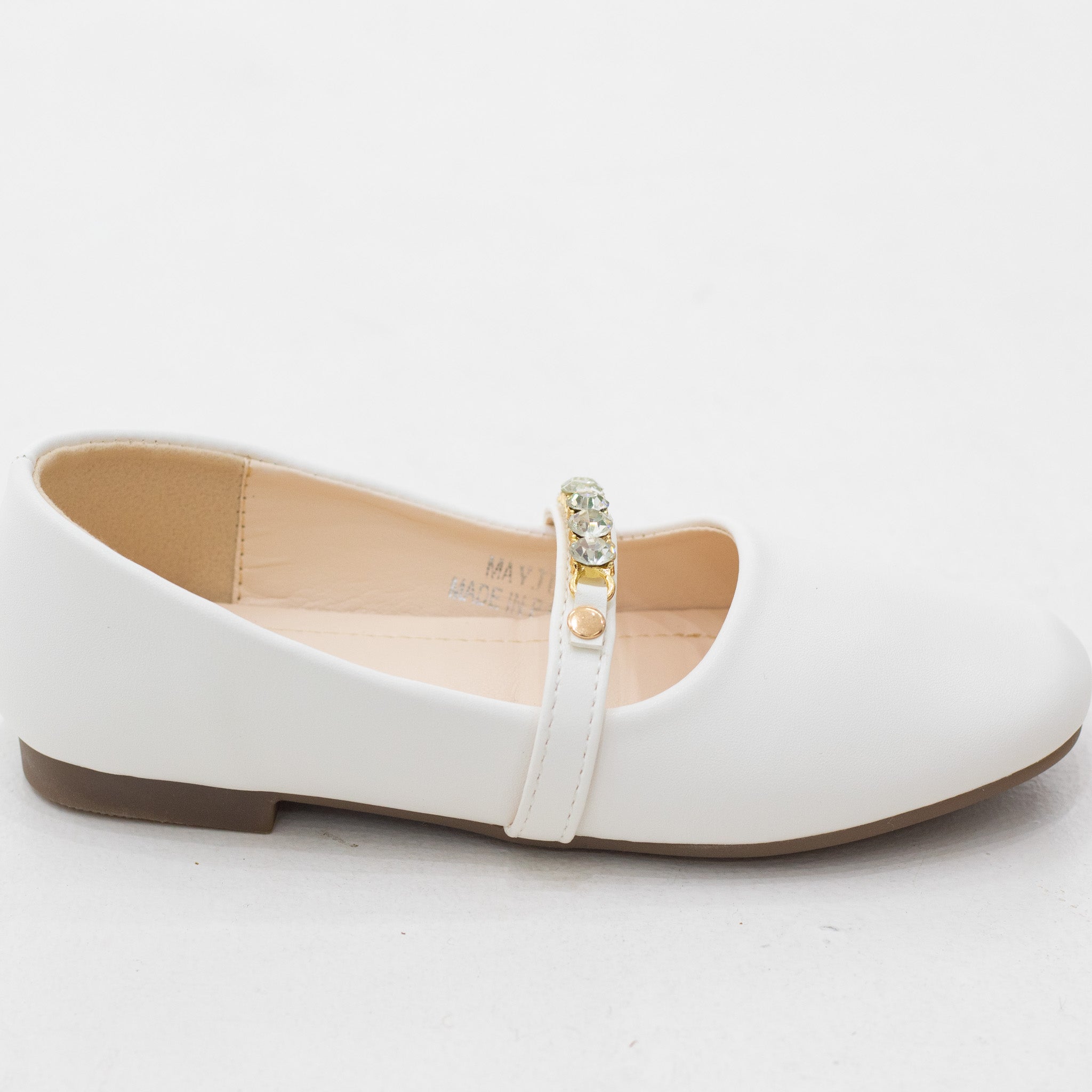 Mayju  girls patent pump with gold detailed belt