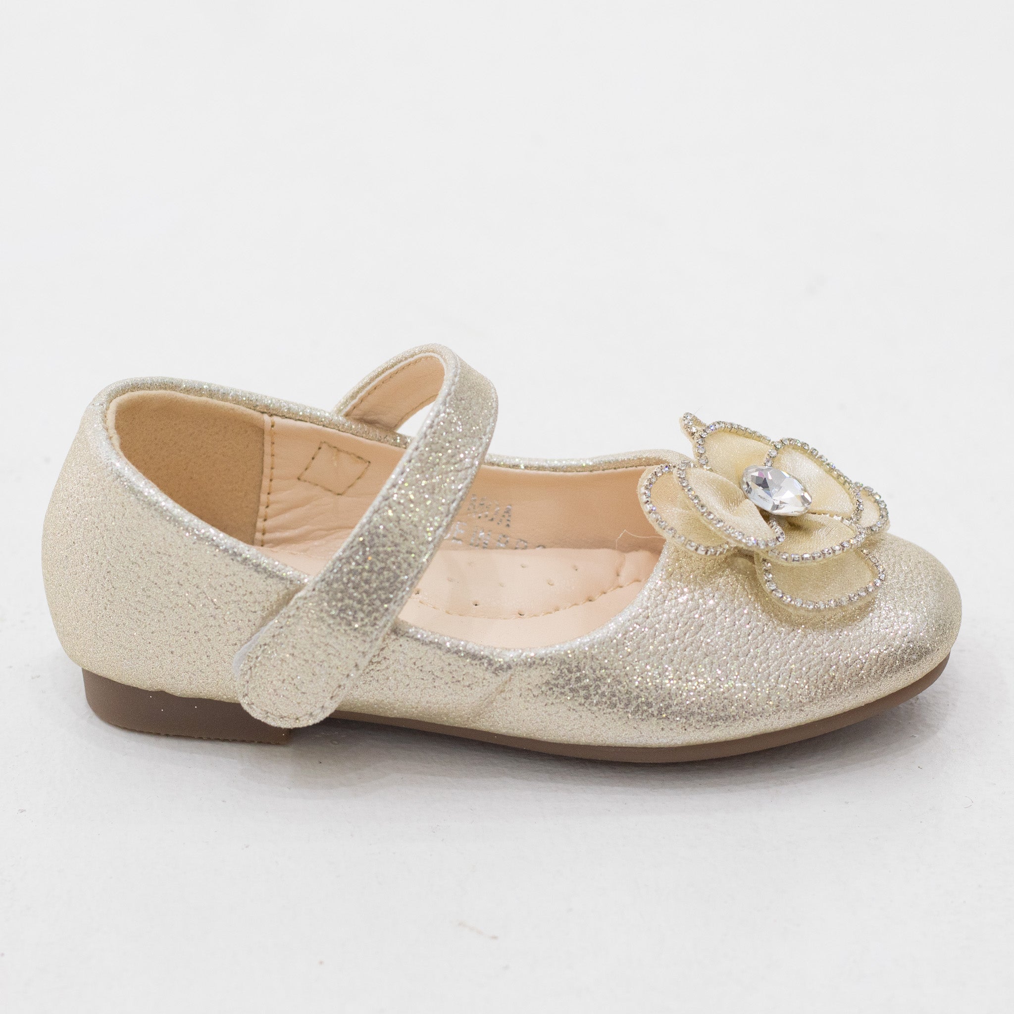 Moa baby girls shimmer flower detailed dress pump