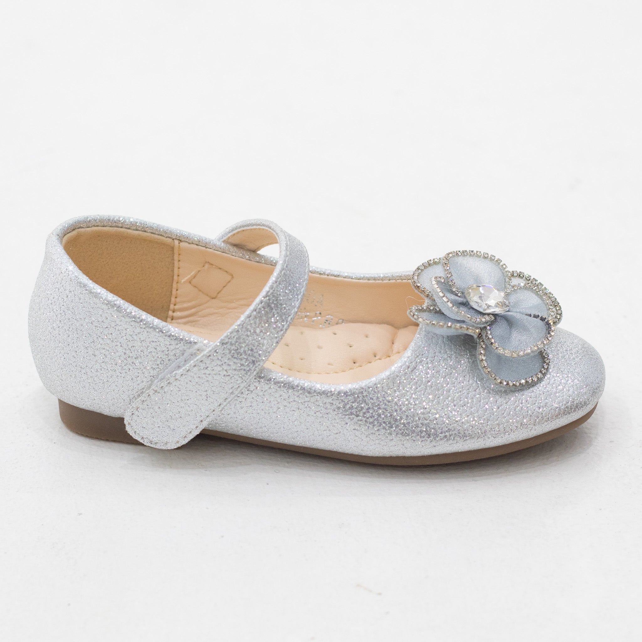 Moa baby girls shimmer flower detailed dress pump