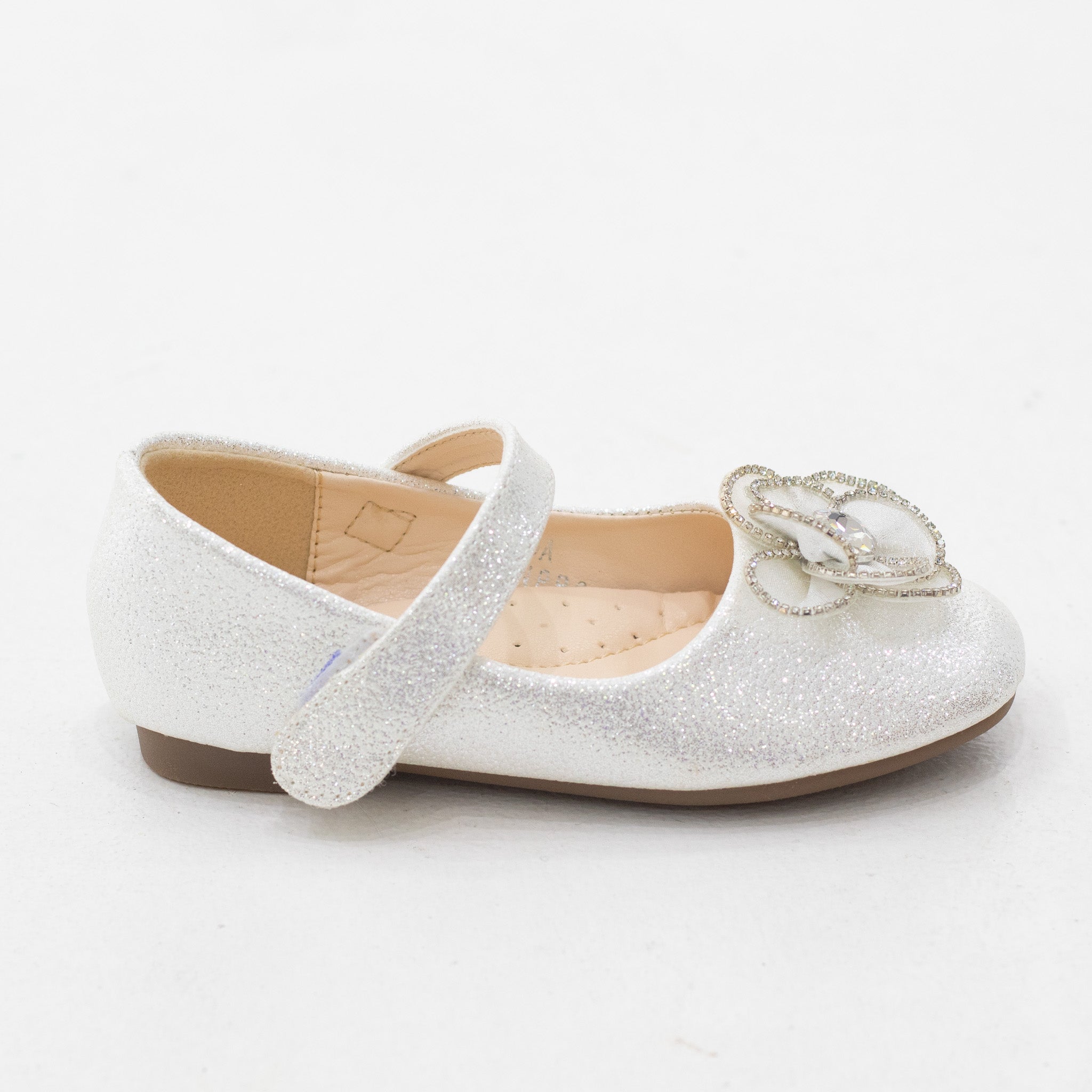 Moa baby girls shimmer flower detailed dress pump