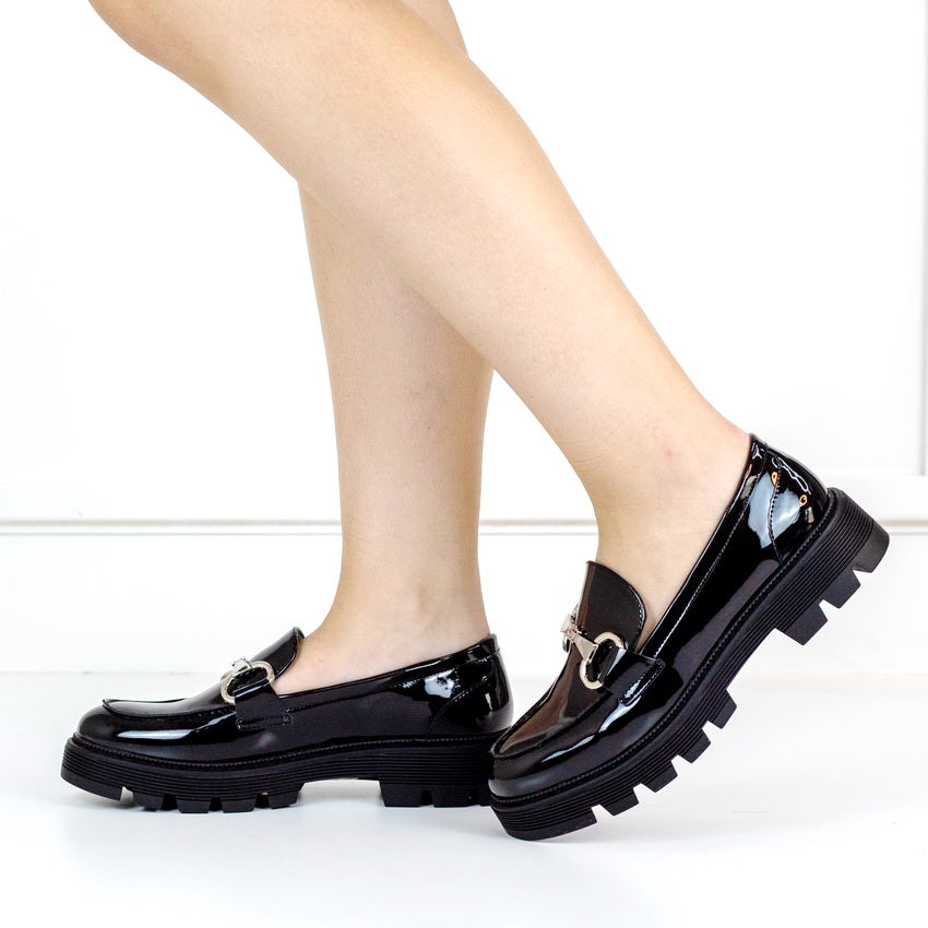 Suzie brougue chuncky with buckle black