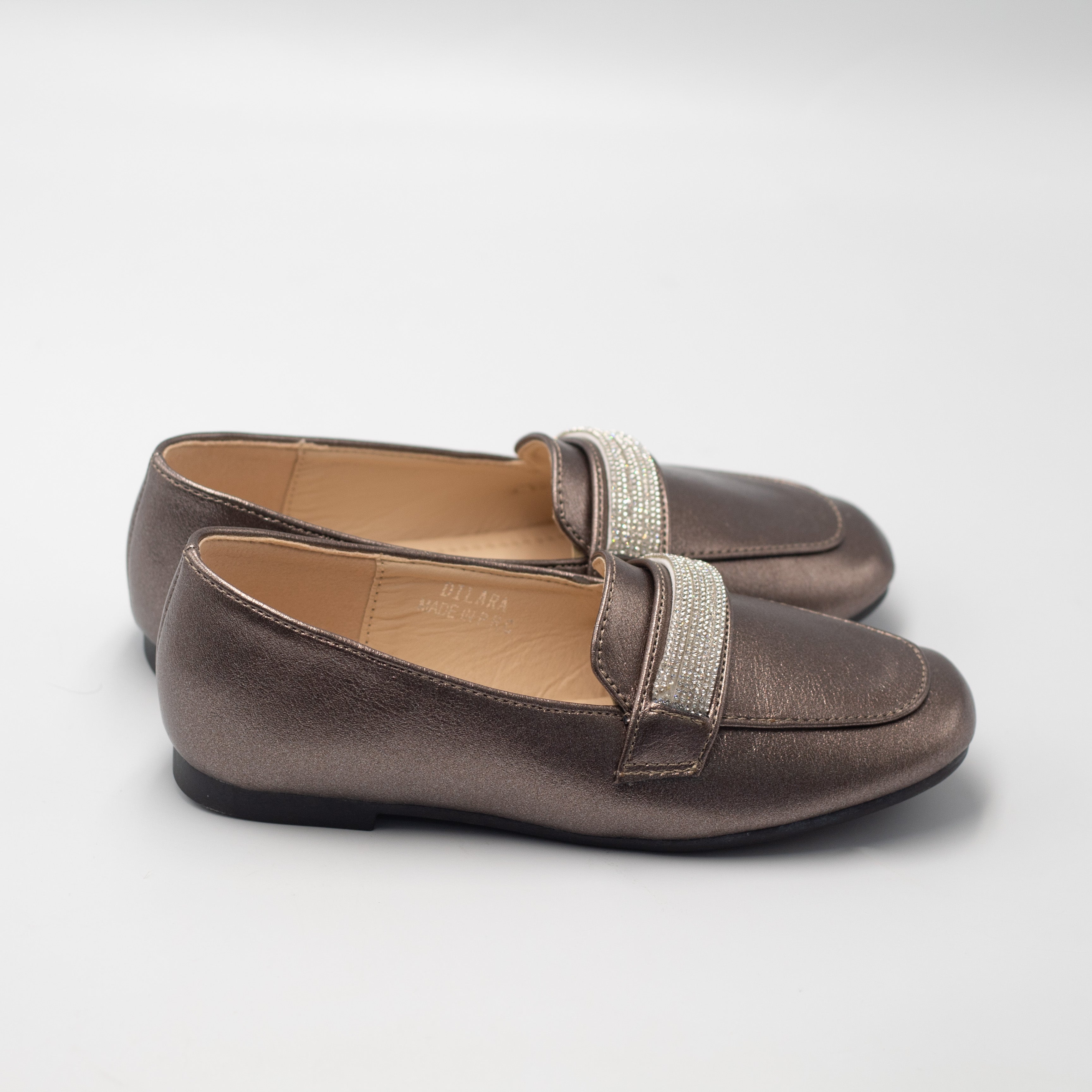Dilara girls slip on with diamante trim pewter