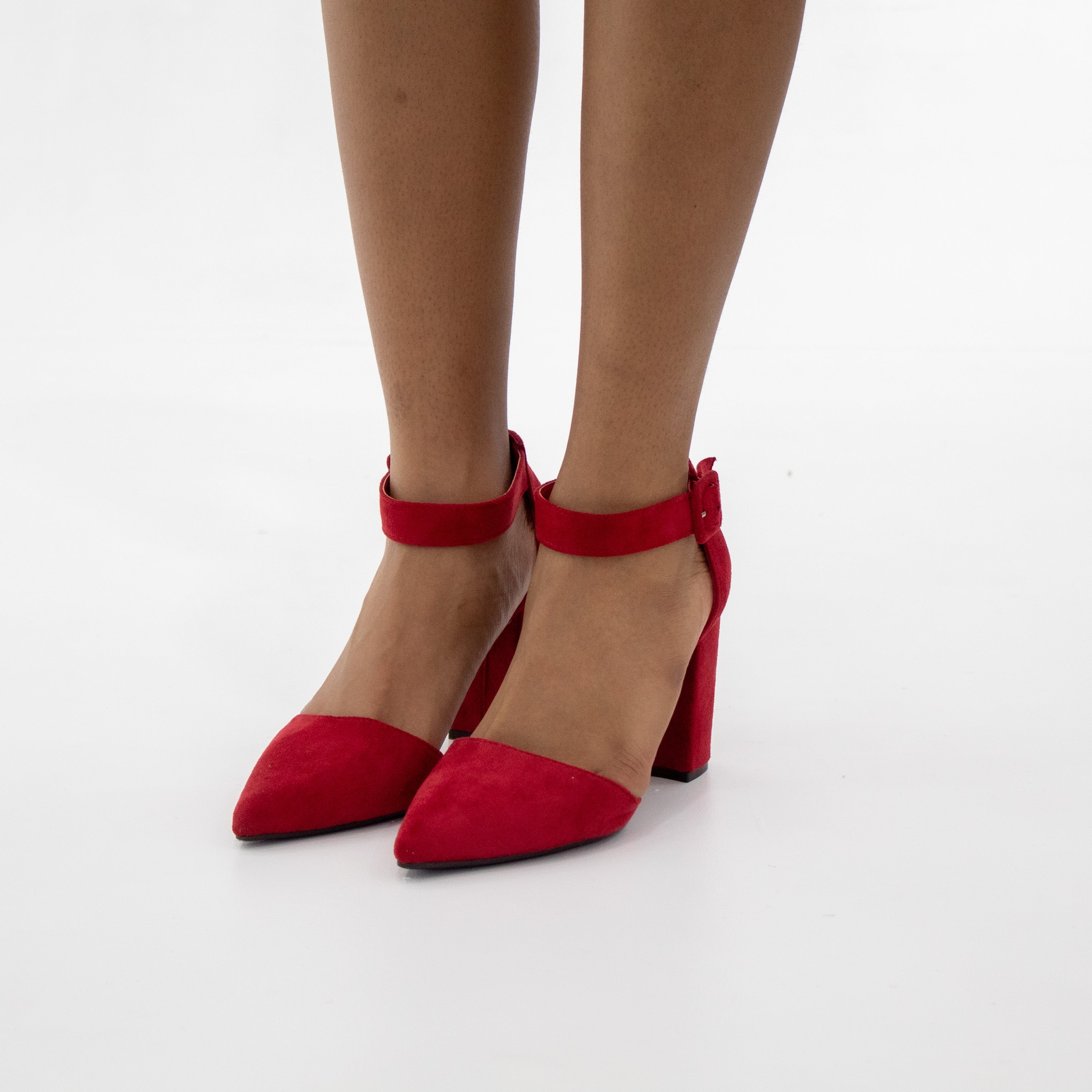 Jess open waist pointy on block heel micro red