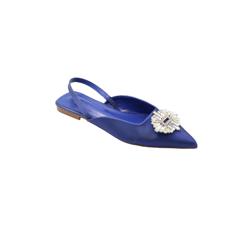 Erina pointy sling back pump with a trim royal blue