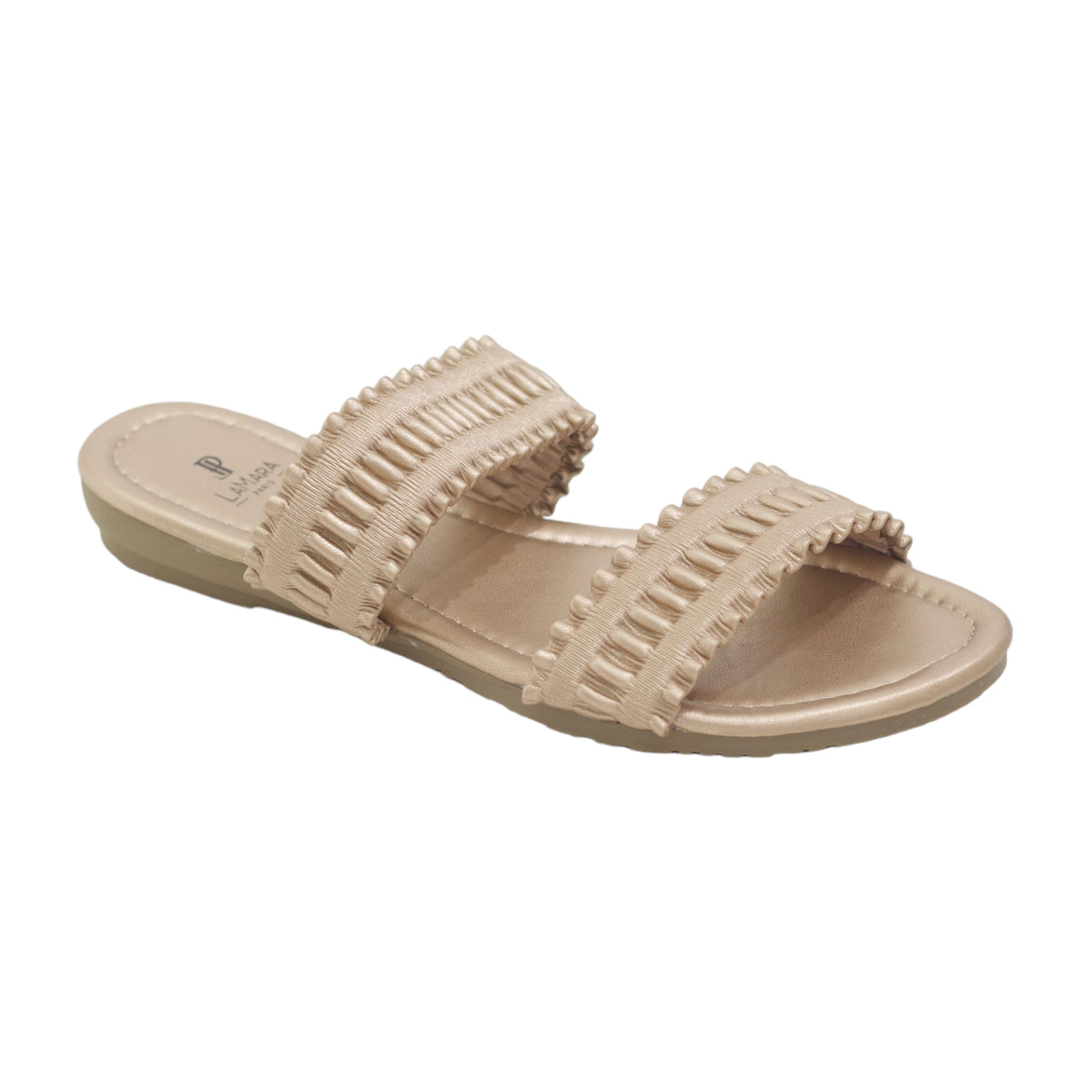 Afina double band weaved slide champagne