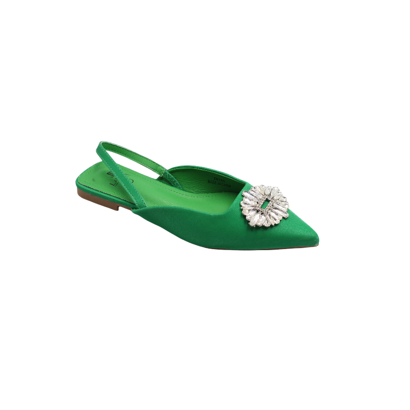 Erina pointy sling back pump with a trim green