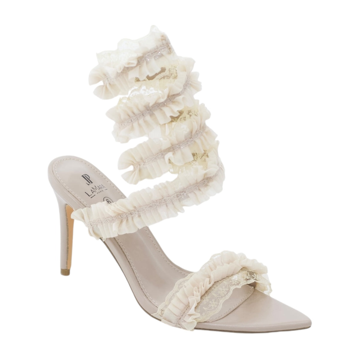 Dream one band frenchy chiffon shackled 9cm heel sandal
