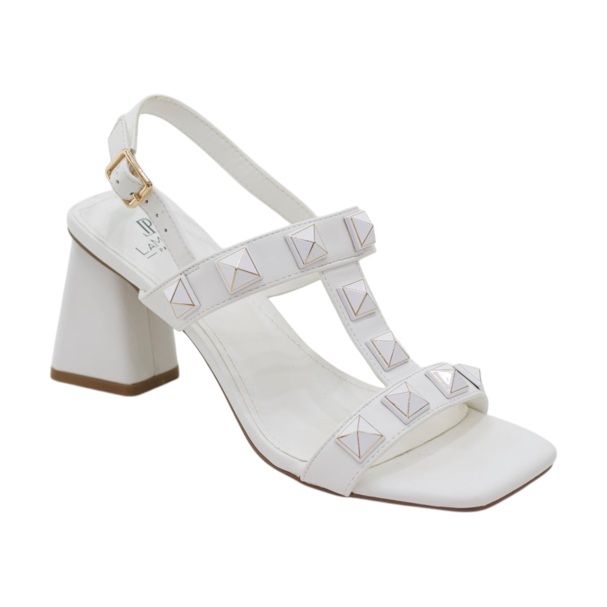 Ralos edgy studded straps 7cm block heel sandal