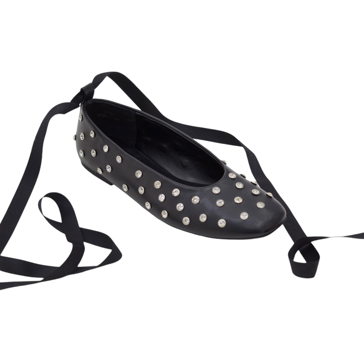 Emma Ballerina Flat tie-up studded flat pump with detachable ribbon