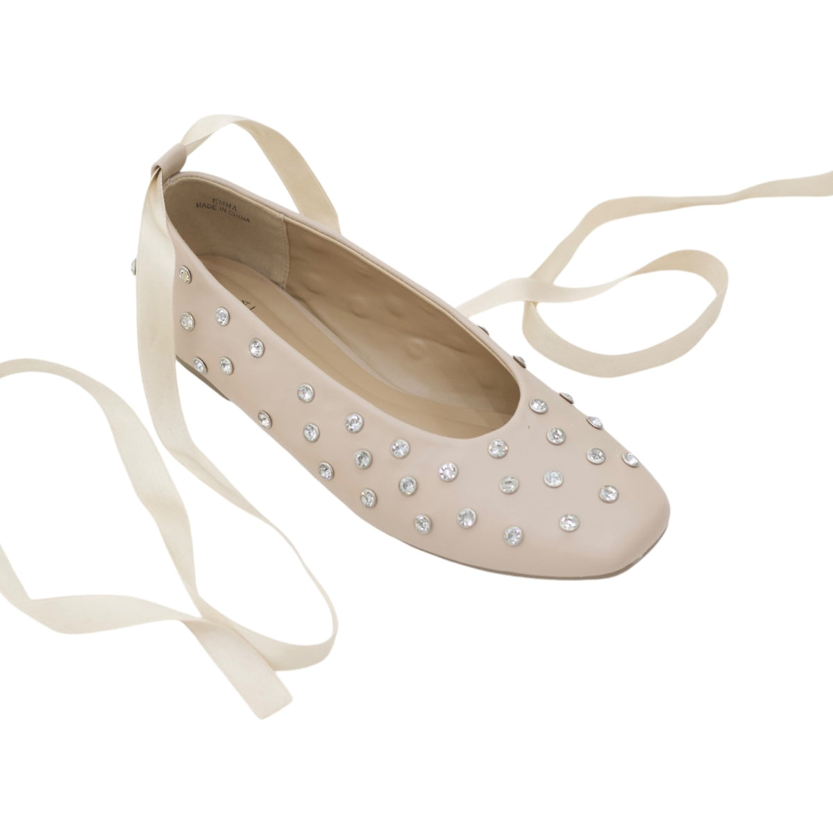 Emma Ballerina Flat tie-up studded flat pump with detachable ribbon