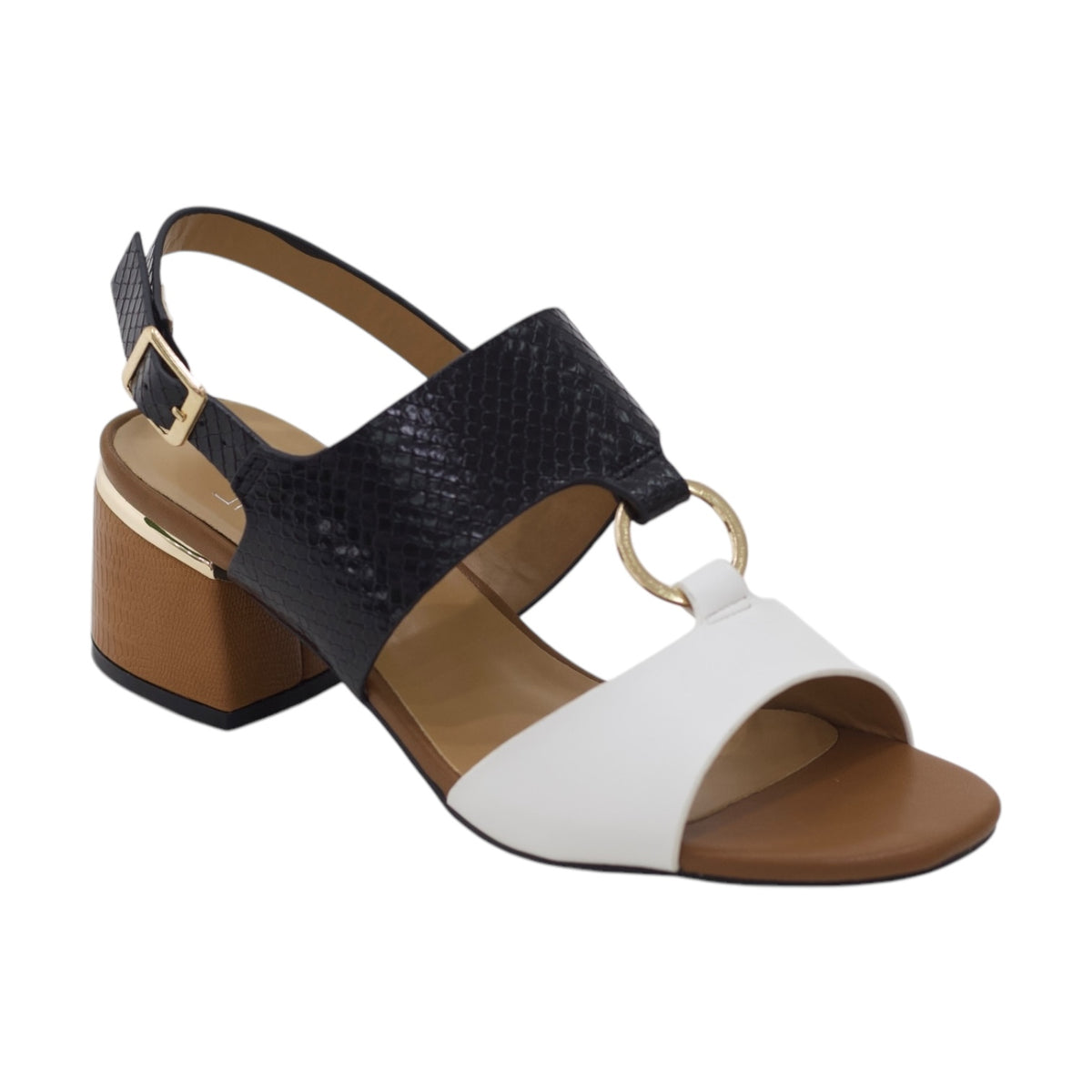 Yildiz croc 5cm block heel with round link band detailed sandal
