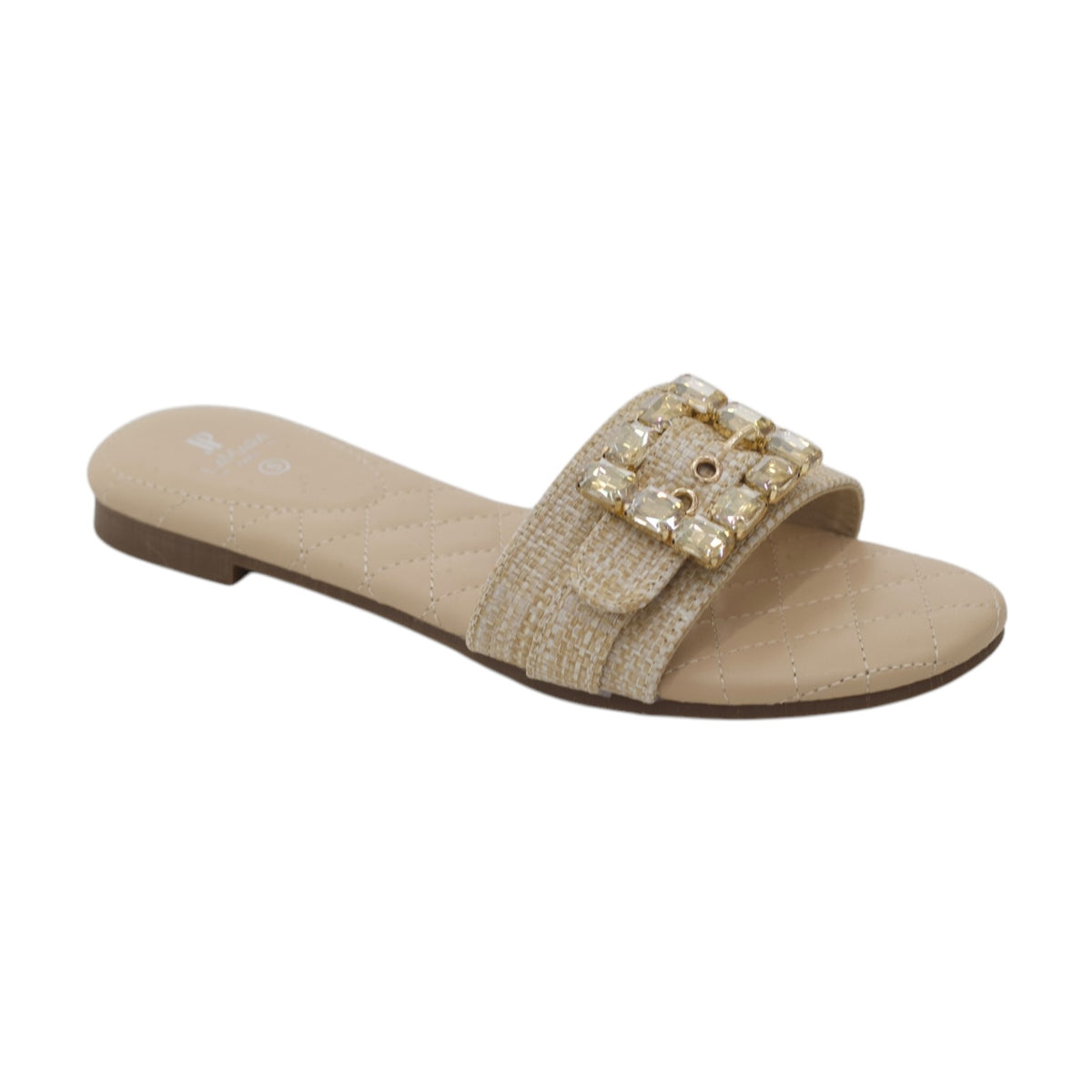 Kirsty quilted flat slide with diamante sqr buckle